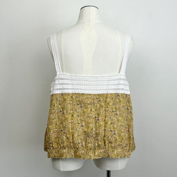 Universal Thread Yellow Floral Crochet Yoke Prairie Camisole NWT - Picture 6 of 9